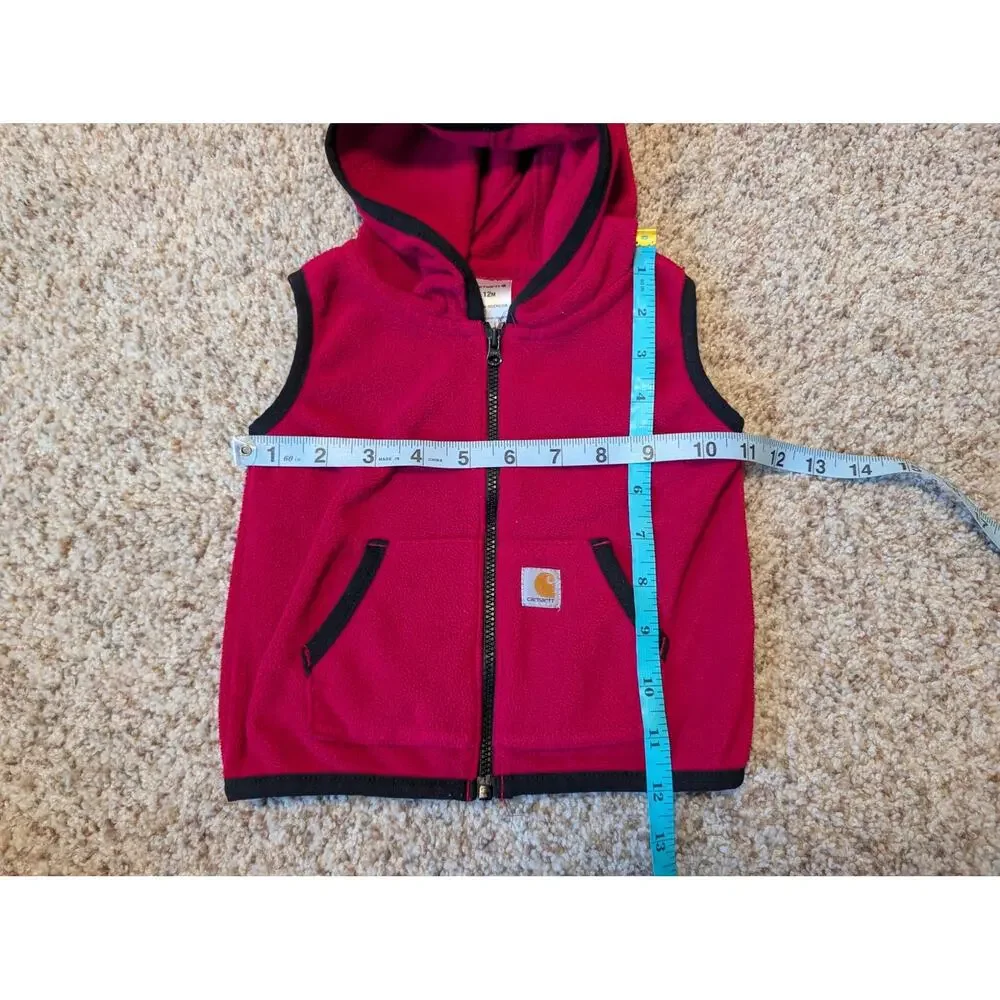 Carhartt Baby Girls Fleece Hooded Vest Full Zip Pink Size 12M